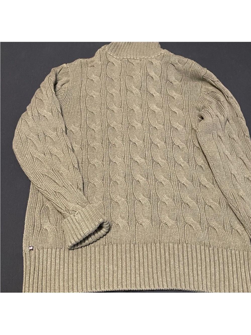 Polo Jeans Company Sweater Mens XL Olive Green Cable Knit Cardigan Button Front - Picture 6 of 7